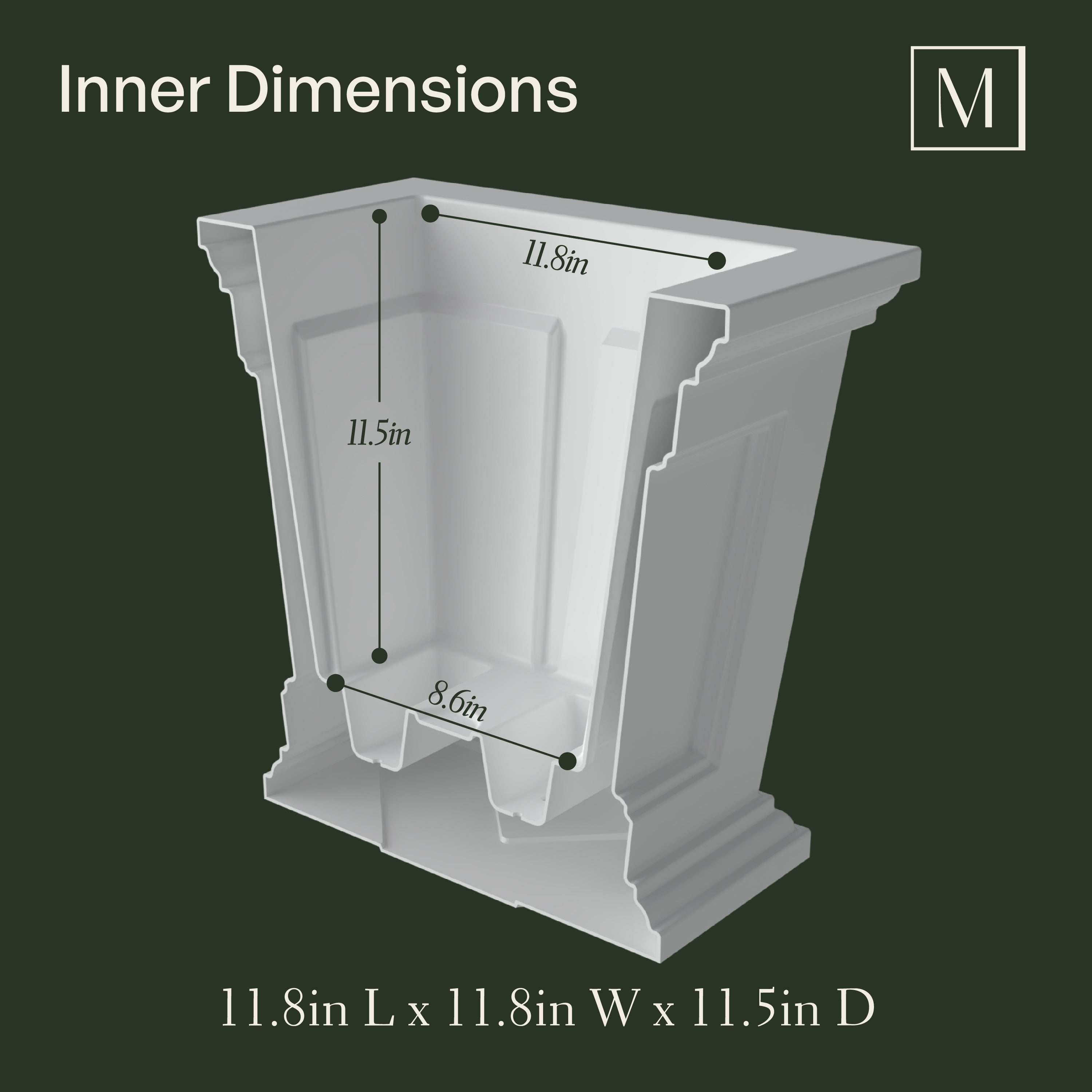 Mayne Fairfield 16in Square Planter (Graphite Grey &amp; Espresso)