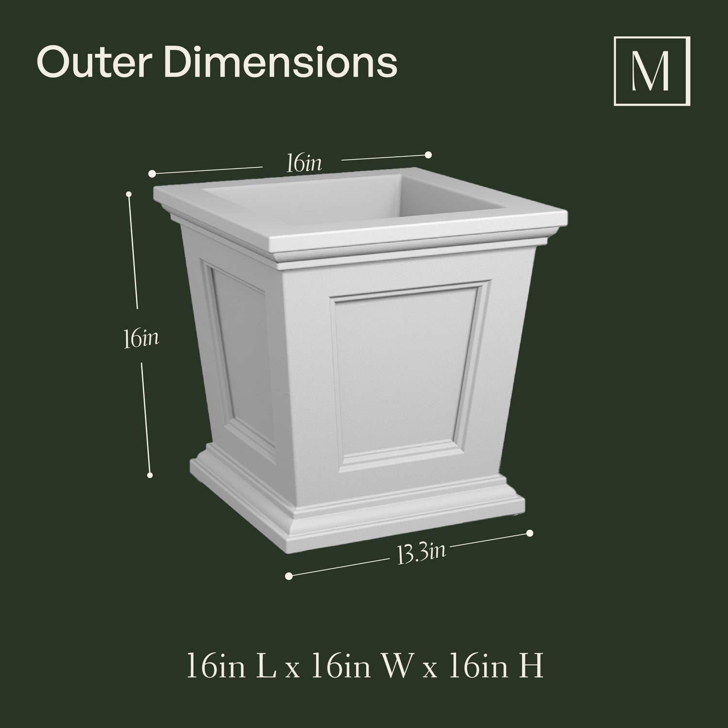 Mayne Fairfield 16in Square Planter (Graphite Grey &amp; Espresso)