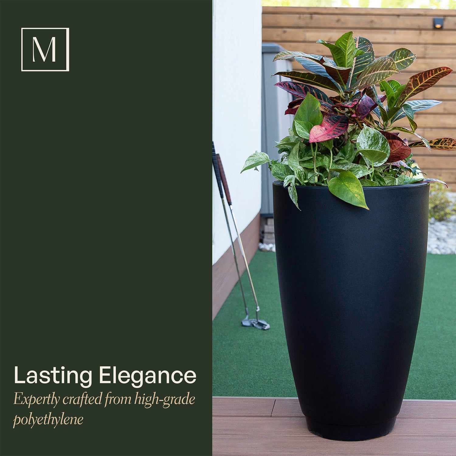 self watering barrel planter Mayne Caprio 26-Inch Self-Watering Tall Planter (Black)