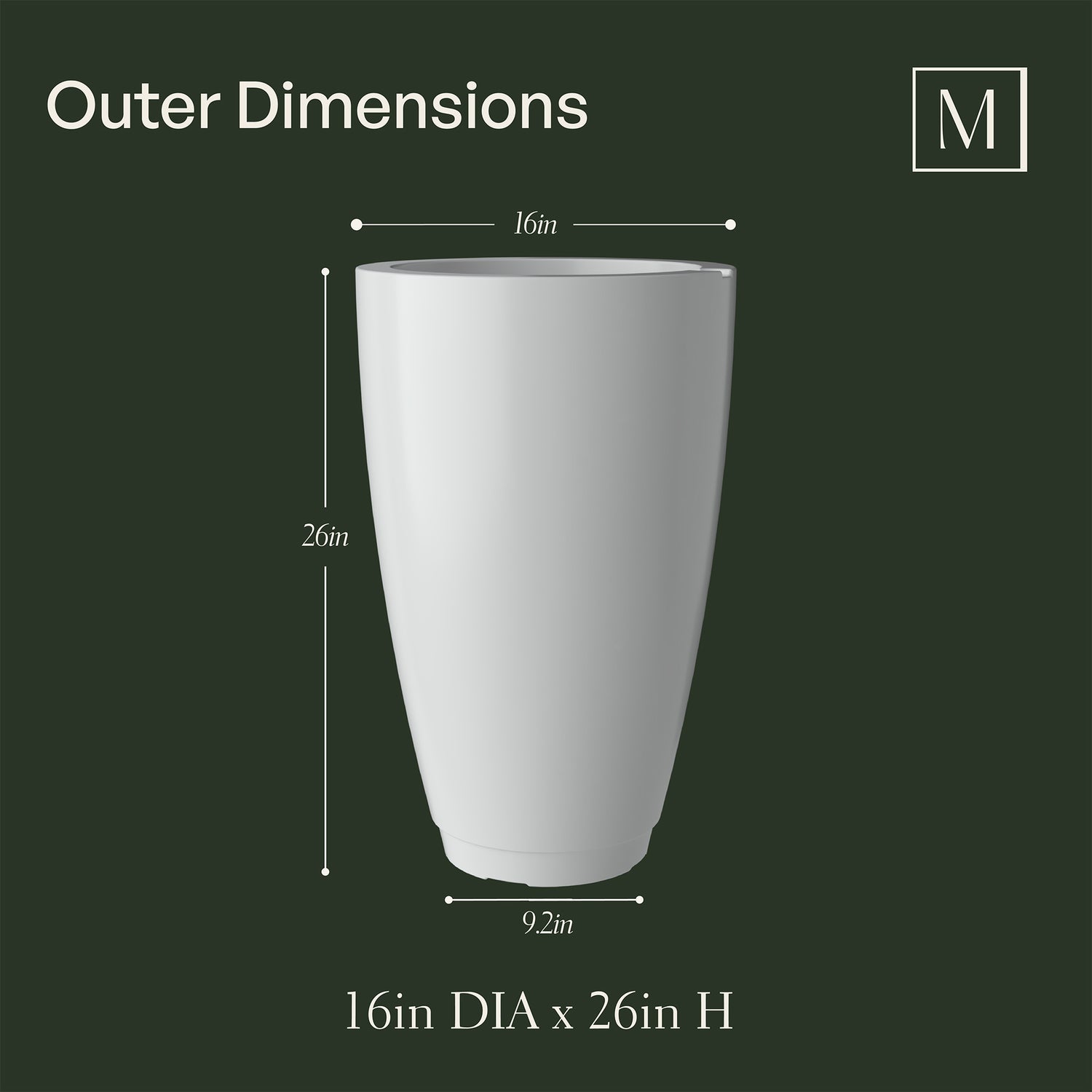 Mayne Caprio 26-Inch Self-Watering Tall Planter (White)