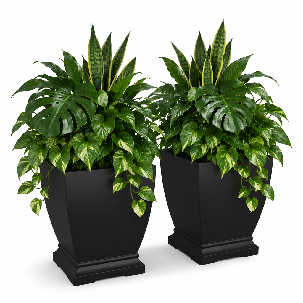Mayne Acadia 18in Planter (Black, 2-Pack)
