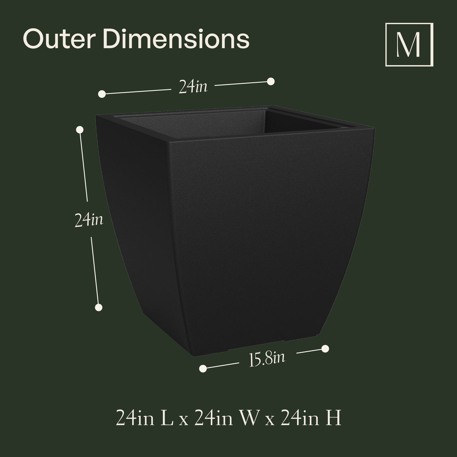 Mayne Kobi 24in Square Planter
