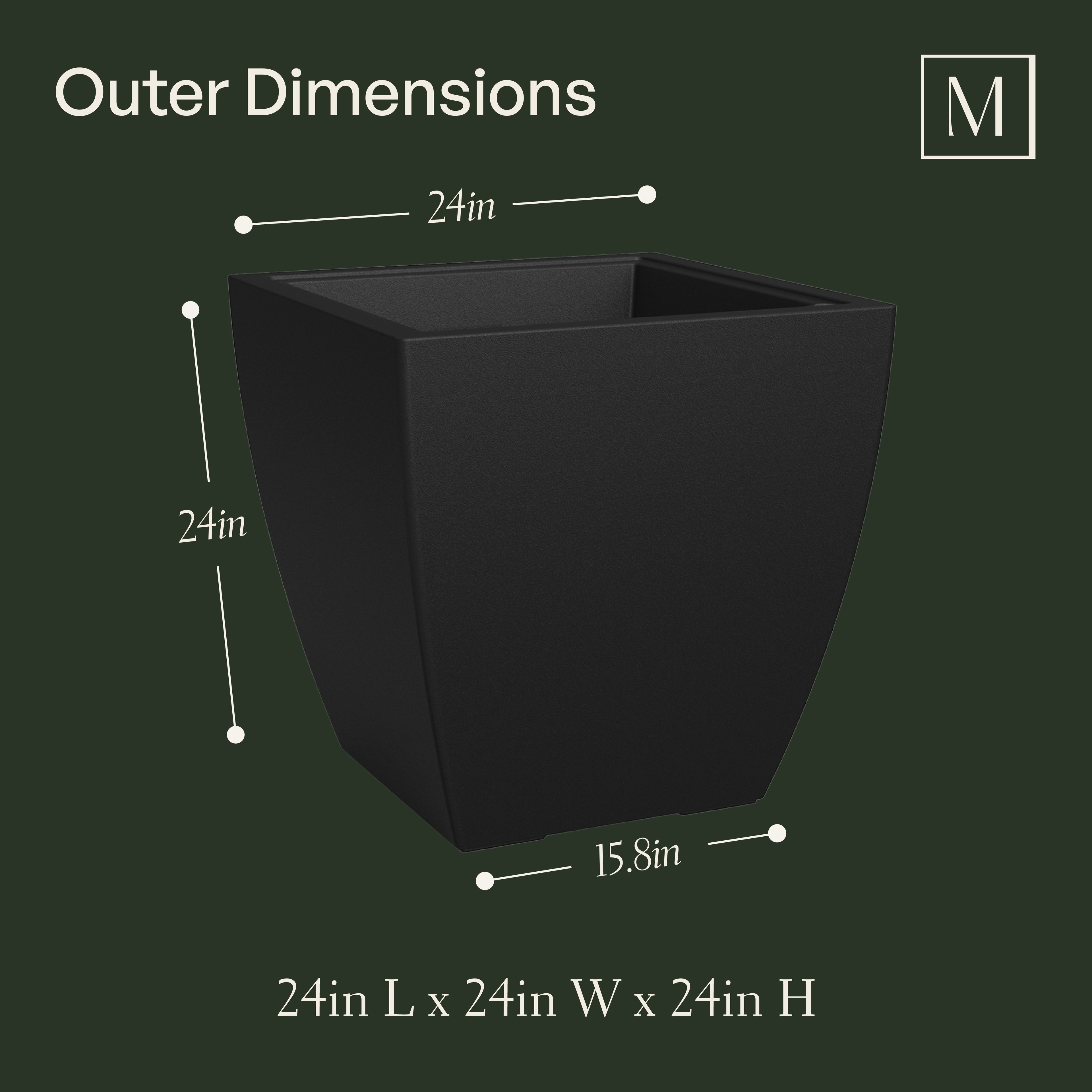 Mayne Kobi 24in Square Planter