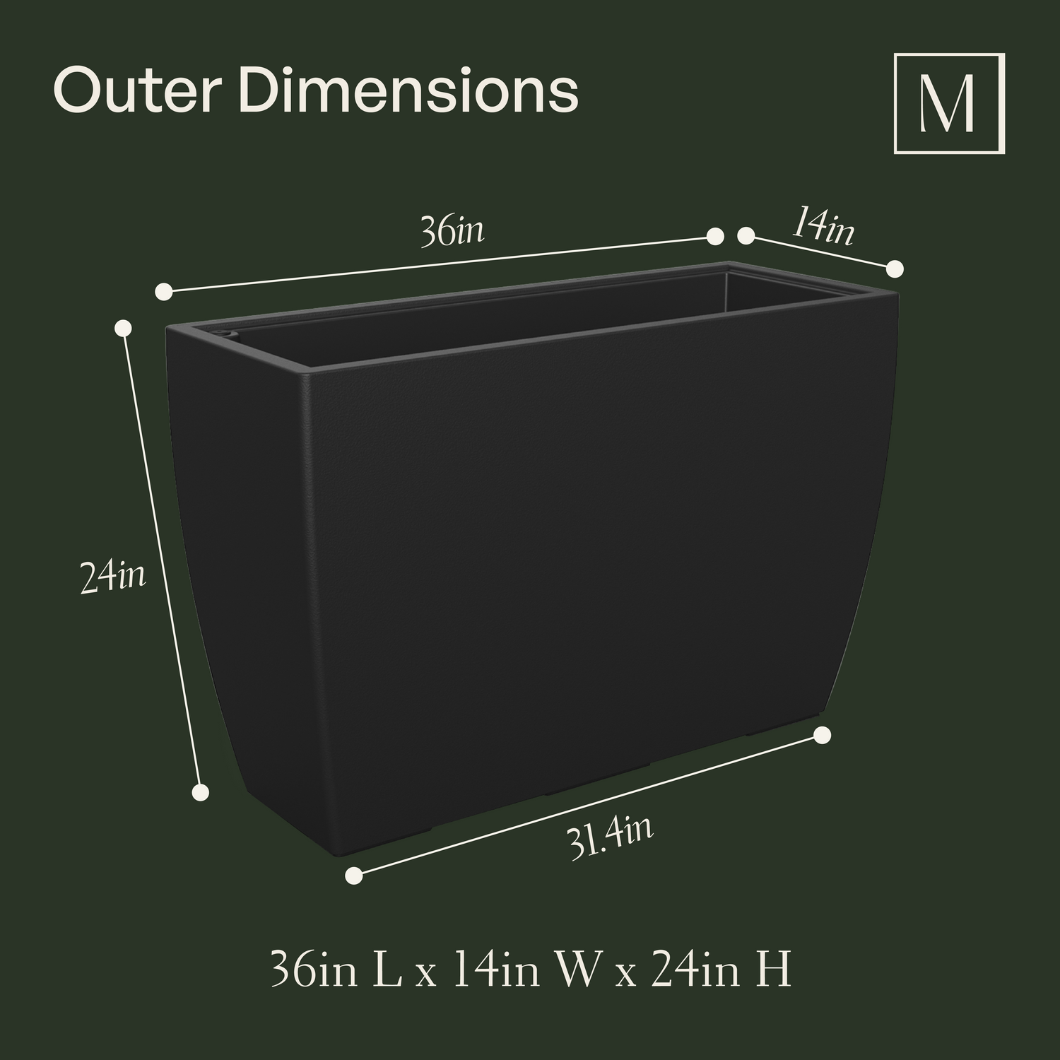 Mayne Kobi 36-Inch Self-Watering Tall Rectangular Planter
