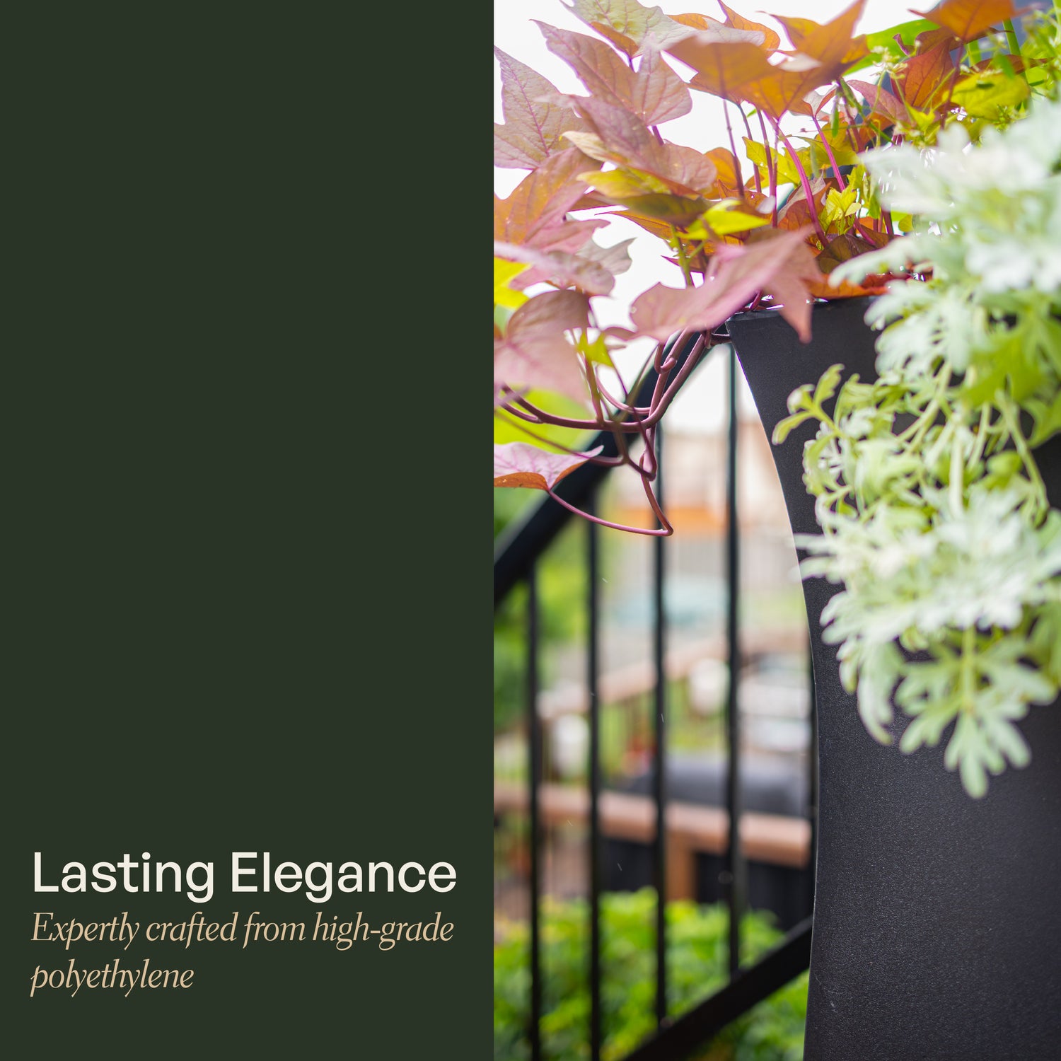 Mayne Valencia 30in Tall Planter (Black, 2-Pack)