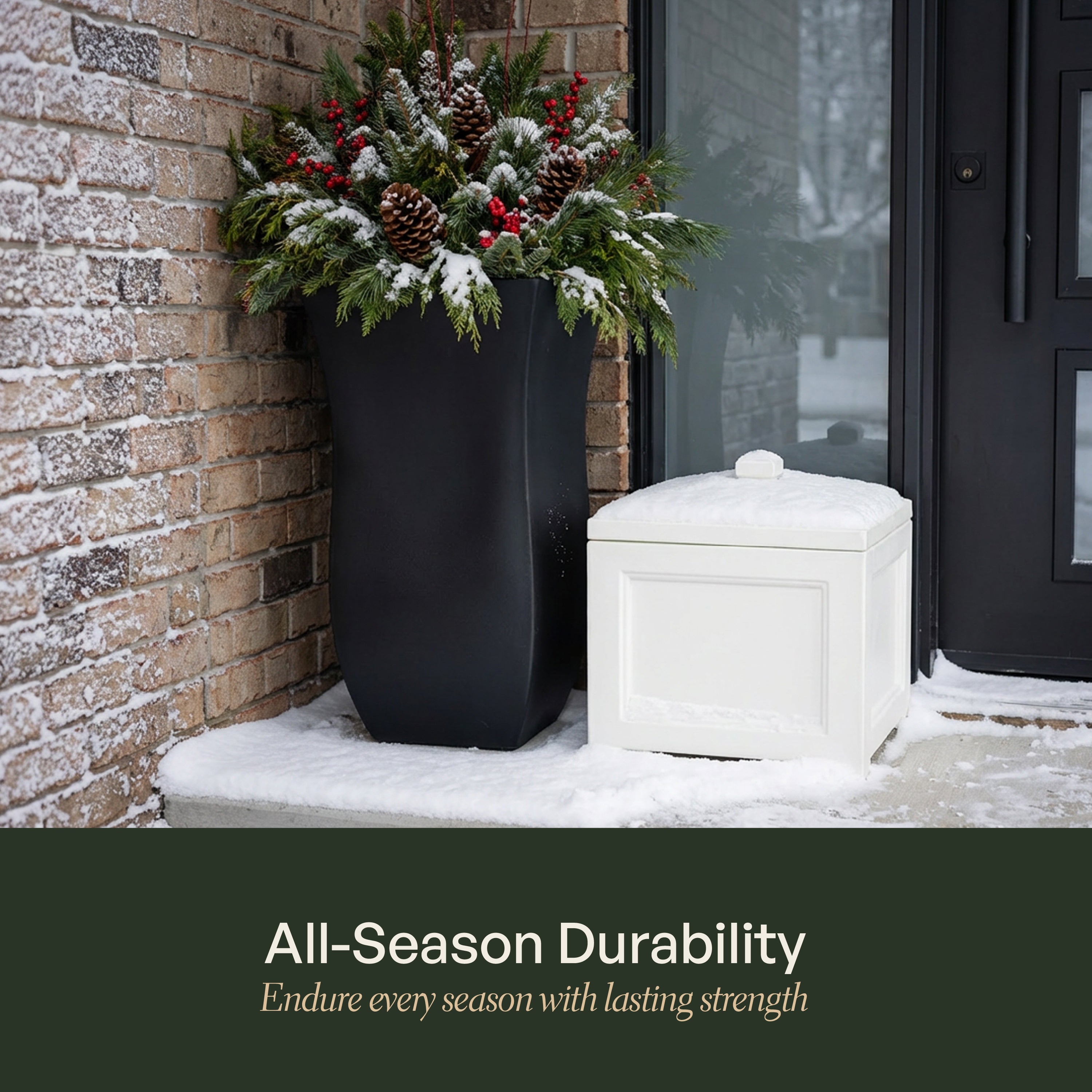 Mayne Valencia 30in Tall Planter (Black, 2-Pack)