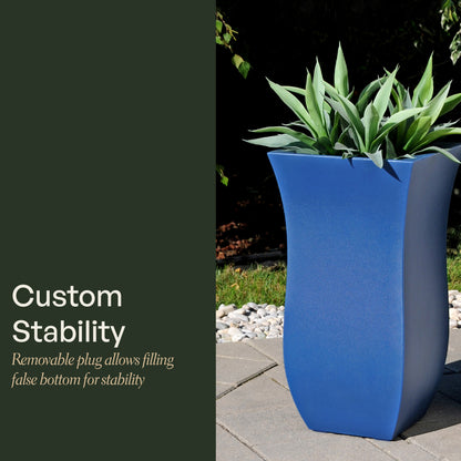 Mayne Valencia 30in Tall Planter (Black, 2-Pack)