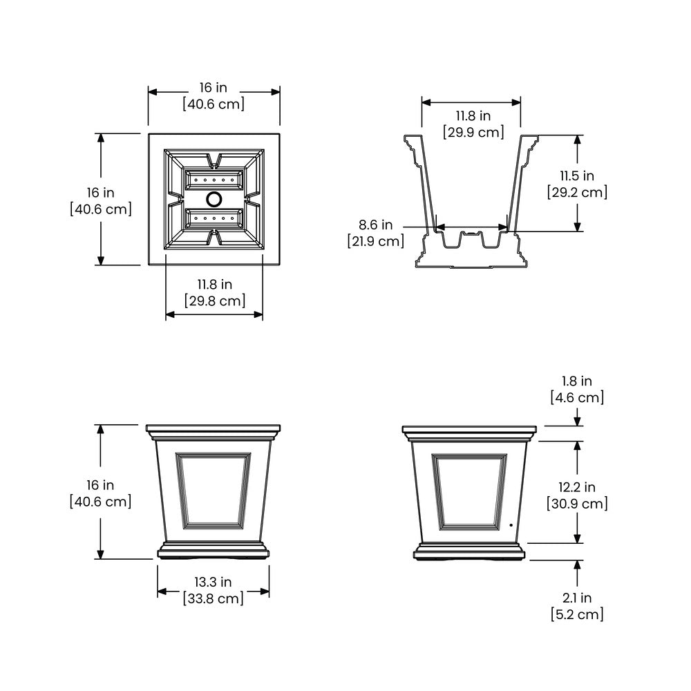 Fairfield 16in Square Planter