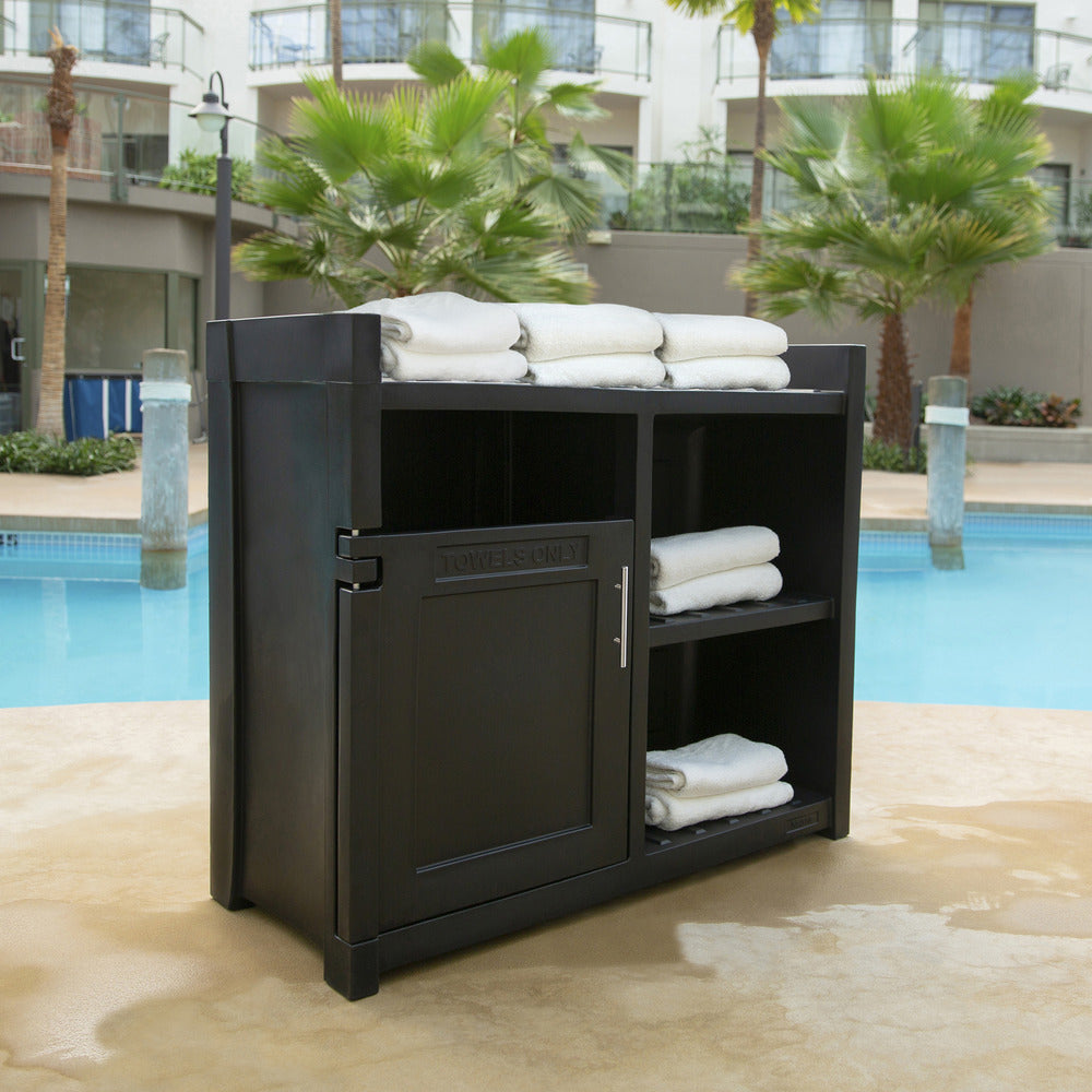 Outdoor pool towel online storage